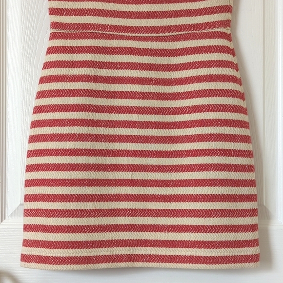 Design Lab Lord & Taylor Striped Woven Sleeveless Mini Sheath Dress Red Cream XS - Picture 8 of 13